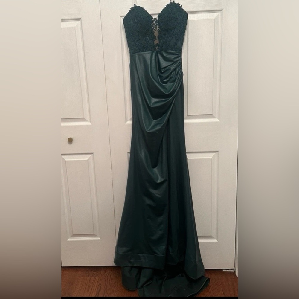 Jovani green strapless prom dress 43267